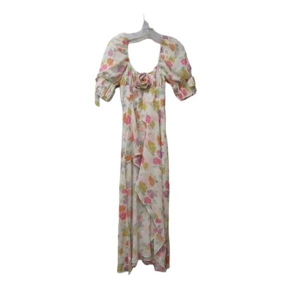 NWT FOR LOVE AND LEMONS FLL Petal Midi Dress High Slit Asymmetric Small Easter - Picture 10 of 16